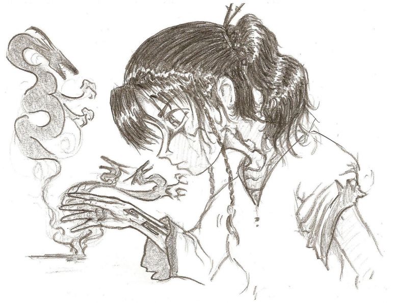 Dragon Smoke - By Zephyr
I drew this pic a couple days ago when I was extremely bored. I was working on improving my anime hair technique and it eventually grew into this. That thing that's burning is a fireworks punk. I figured it would be appropriate for this time of year. The funny thing is that an entire story has evolved from this pic. I hope you guys like it.
Keywords: anime