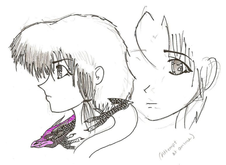 The Girl and Her Guardian - By Tweaked
This was a less than ten minute sketch, so bear with me. I drew this about two or three weeks ago. I think I was trying to play around with anime (as the short text on the pic says)... so anywho, it was a quickie but I hope you guys like it.
Keywords: head anime