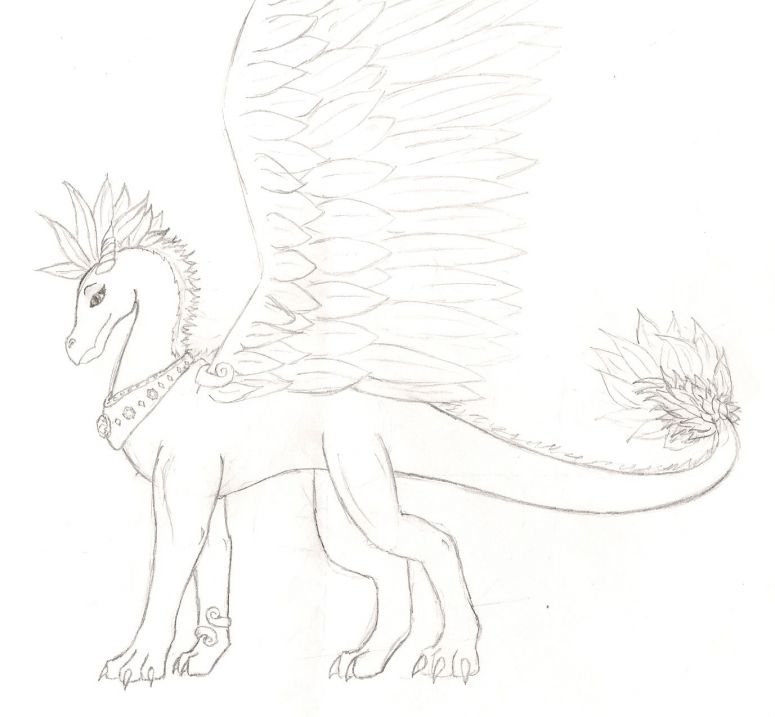 Nayru Posing for the Shiny Camera Thing - By Nayru
I tried to do this in as much detail as possible and focus on making each feather and each tuff of fur individual. It is my newest dragon form, and i plan to upload new versions of this pic in color and with scales
