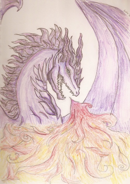 By i_heart_dragons
Ok, so the scanner murdered this one, the color is a lot smoother and less pixilated in the real one, not to mention brighter. It's based off of a Ruth Thompson dragon but I changed it to my own style.
Keywords: Head