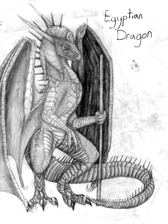 Egyptian Dragon - By Makla
My buddy, E.D.  sorry 'bout any smudgies or stray lines.  my hands weren't quite steady when i drew this.
Keywords: Anthropomorphic
