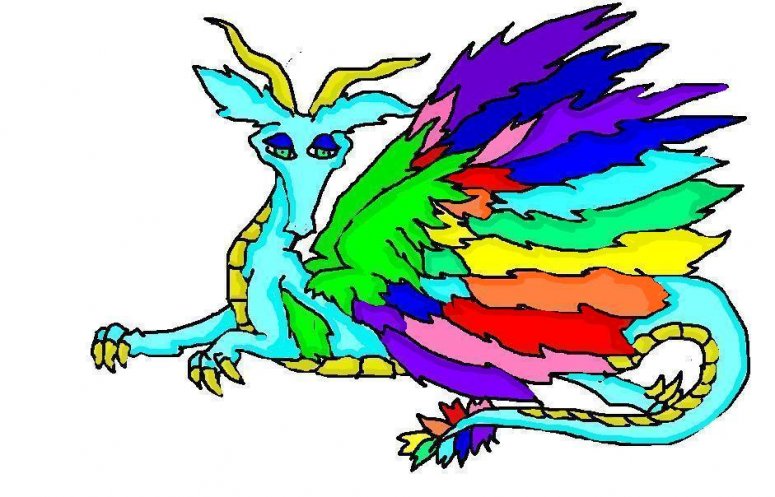Rainbow Wings - By Sundance Alisems
This is a strage looking dragon, I know, but I love it! It's so colorful... And the wings came out great! AND IT HAS SHADING!! So, um, this is a dragon named "Rainbow Wings", and she's... Just resting right now... Yup... (Done on the computer)
